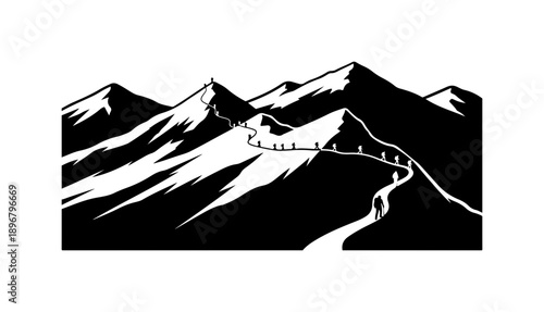 Mountain Pathway Silhouette Vector Art