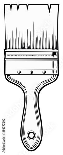 Monochrome Illustration of a Painting Brush, Painting Tool, Artist Equipment