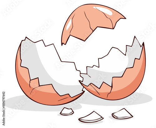 Cracked eggshell remains on surface shows new beginnings and delicate fragility symbol of Easter holidays