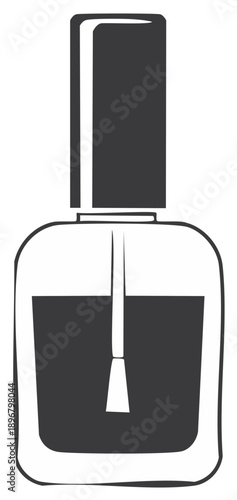 Stylish nail polish bottle with applicator brush inside vector illustration beauty cosmetic product icon