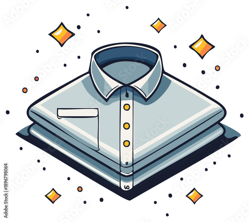 Folded Button Down Shirts in a Modern Illustration