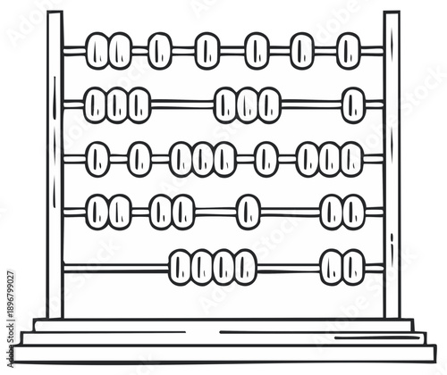 Illustration of a simple abacus for calculation and educational concept.