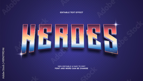 Retro 80s Superhero Text Effect with Chrome Gradient and Comic Style