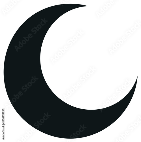 Black crescent moon symbol dark and simple graphic representation