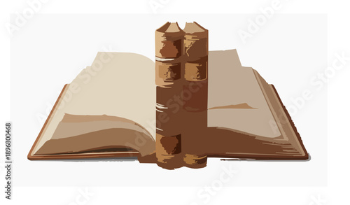 Vintage leather book with spine realistic library vector illustration