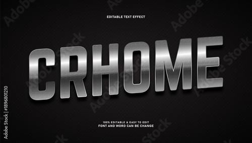 Glossy Silver Chrome Text Effect on Dark Background