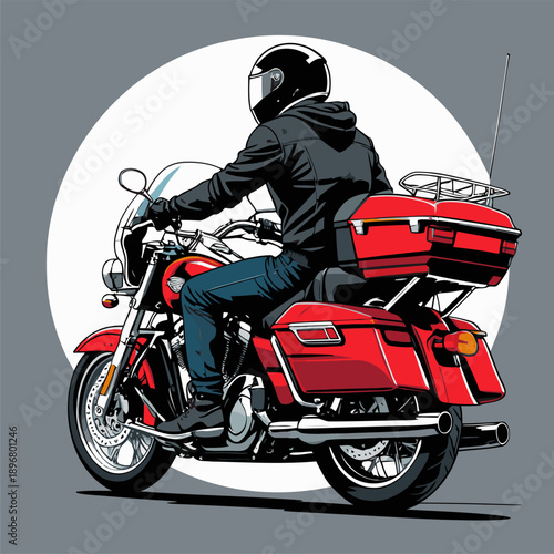 biker with his red motorbike