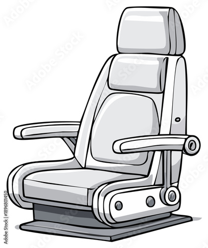 High Tech Captains Chair or Pilot Seat Vector Illustration
