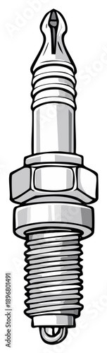 Stylized Car Spark Plug Detailed Design Illustration Auto Part Engine Maintenance Cartoonish Repair Automotive