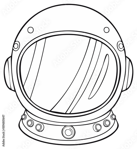 Retro Deep Sea Diving Helmet Outline Drawing for Underwater Exploration