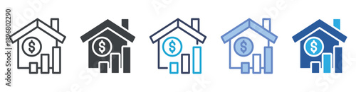 Real Estate icon set multiple style collection