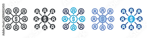 Crowd Funding icon set multiple style collection