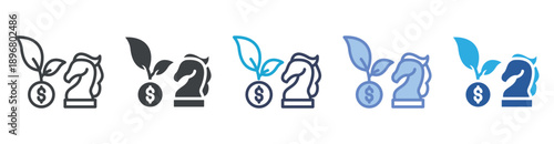 Strategy icon set multiple style collection