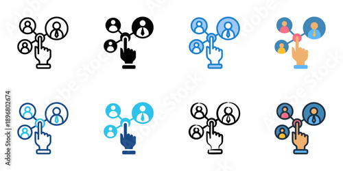 Business Networking icons set multiple style collection. Editable stroke 
