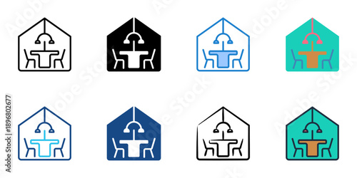 Co Working Space icons set multiple style collection. Editable stroke 
