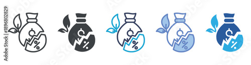 Dividend icon set multiple style collection