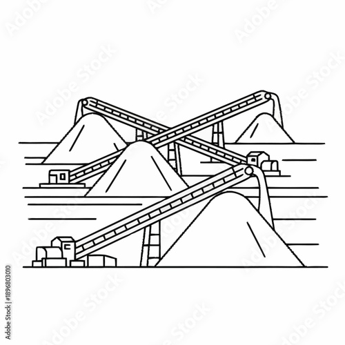 Industrial Conveyor Belt System Moving Materials in a Factory.