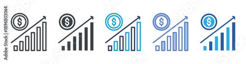 Revenue icon set multiple style collection