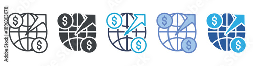 Economy icon set multiple style collection
