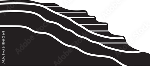 Staircase leading upwards with white lines on black background