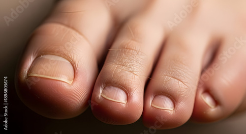 Close-up of human toes with neatly trimmed toenails