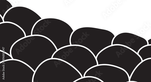 Geometric Pattern of Overlapping Black Circles on White Background