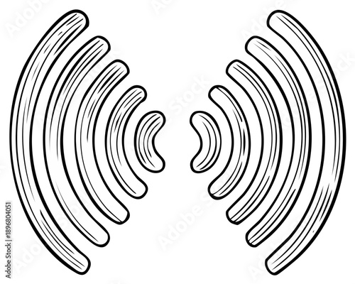 Abstract radiating wave lines symbol representing communication and signal transmission