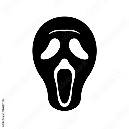 scary horror movie ghost face black and white illustration