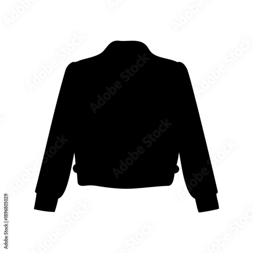 black cropped long sleeved jacket with high collar silhouette