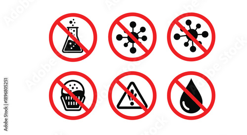 Prohibited items depicted in warning signs a striking silhouette