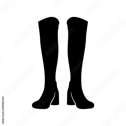 black high heel knee high boots silhouette fashion illustration