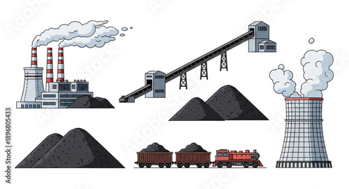 Coal mining industry and power generation elements.