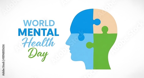 Wallpaper Mural World mental health day concept with a human head formed by puzzle pieces Torontodigital.ca