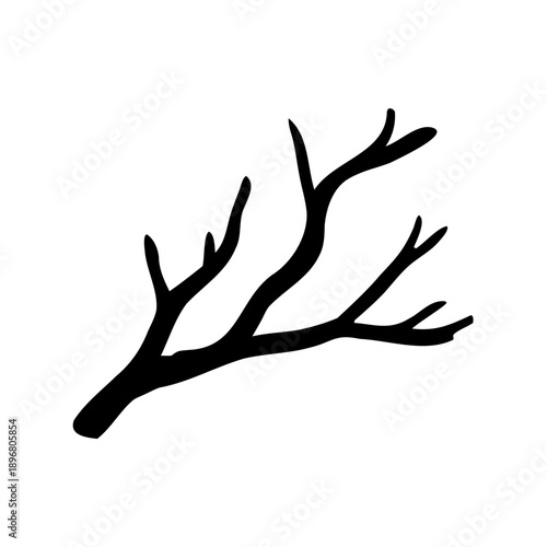 black silhouette of a tree branch on white background