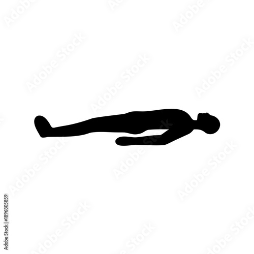 black silhouette of a person in a plank position on white background