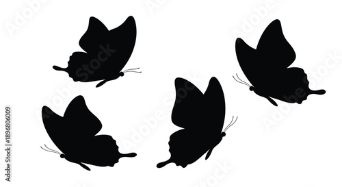 Four butterflies in flight a striking black silhouette