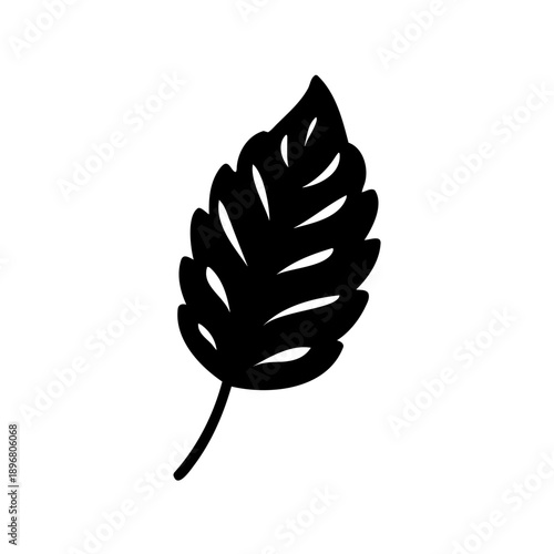black leaf silhouette with cutouts on white background illustration