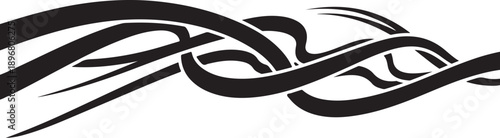 Black abstract swirling lines on white background design element