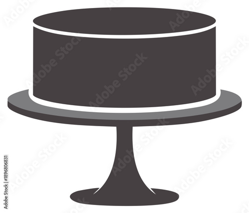 Minimalist vector illustration of a birthday cake on a serving stand