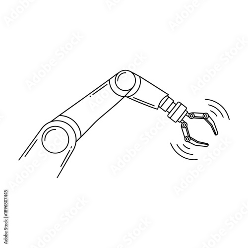 Robotic arm with mechanical claw moving against clean white background for industrial automation concept
