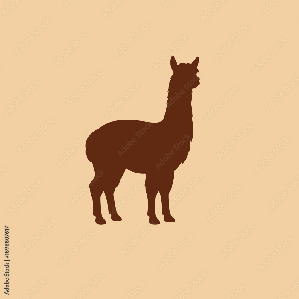 Fototapeta premium Alpaca logo vector icon silhouette illustration.