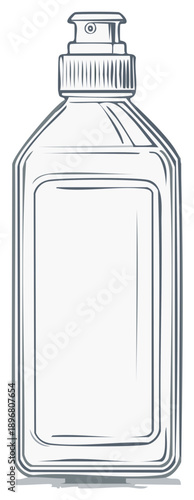 Clear plastic spray bottle with ribbed cap and textured body sketch