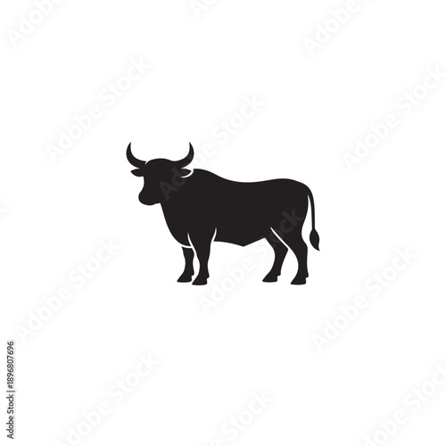 Ox logo vector icon silhouette illustration.