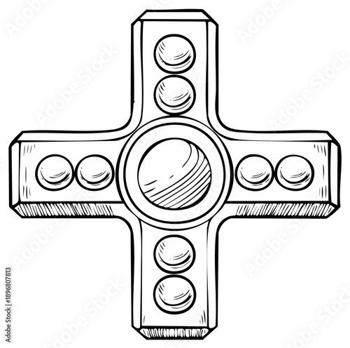 Line Art Fidget Spinner Illustration Toy Relaxation Concentration Fun