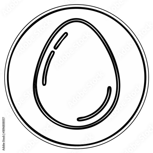 Minimalist egg illustration on a plate, simple contour line drawing