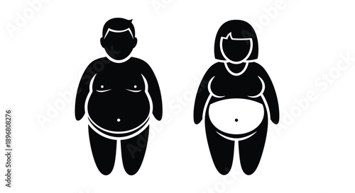 Two plus size figures depicted in a minimalist black silhouette