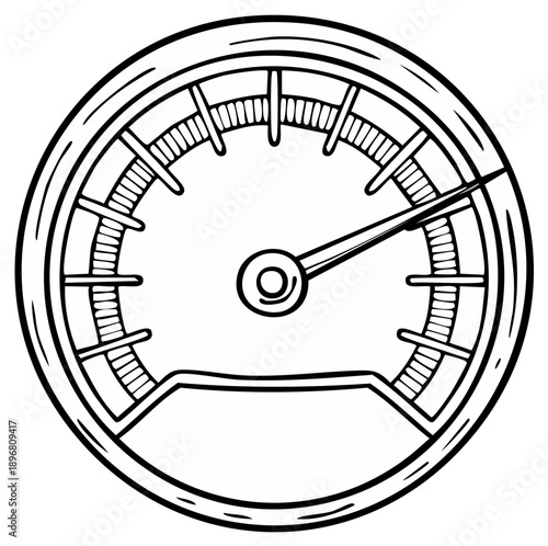 Hand-drawn instrument dial with needle pointing to a measurement