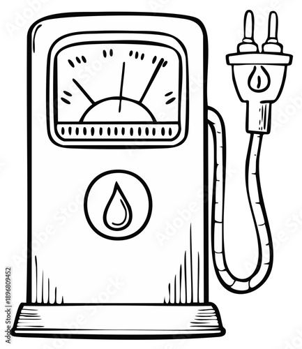 Electric Car Charging Station Symbol Eco Fuel Energy Power Drawing