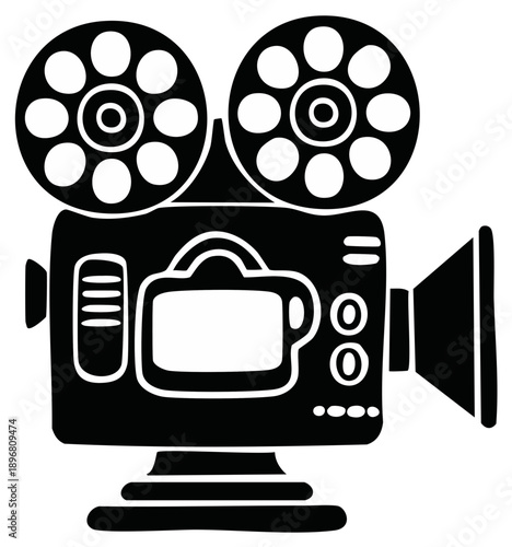 Vintage film camera with reels for cinematography recording