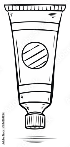 Hand-drawn illustration of a squeezed cosmetic cream tube